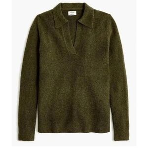 JCREW Extra Soft Green Collared V-Neck Sweater Small